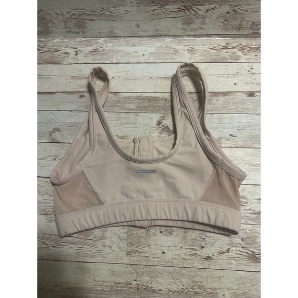 Aerie Front Zip Sports Bra Size Small Workout Neutral Blush Pink Athletic Active - Picture 2 of 4